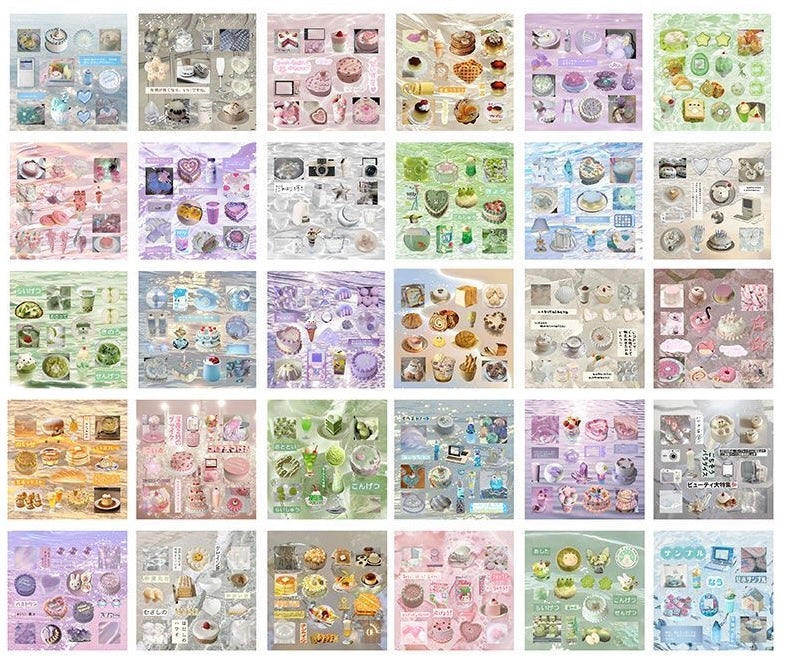 30 Sheets Fireworks Food Collection Retro Japanese Sticker Book