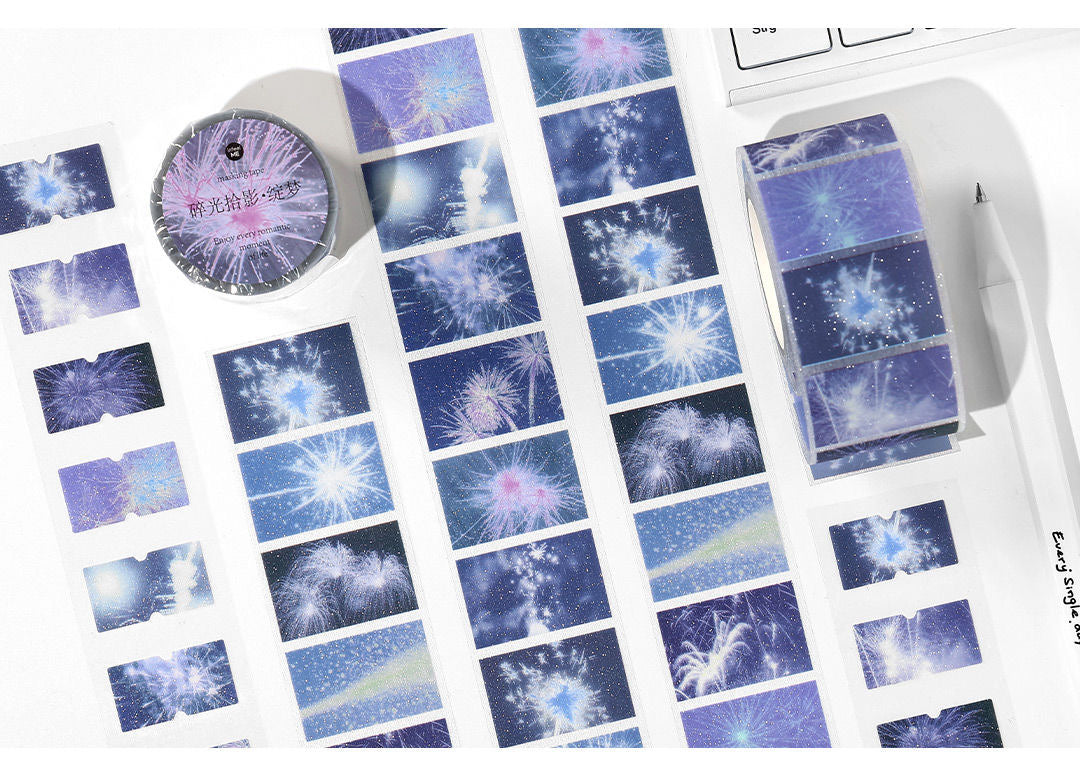 Ocean Fireworks Flash And PET Dream Core Landscape Sticker Roll