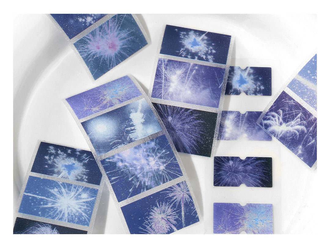 Ocean Fireworks Flash And PET Dream Core Landscape Sticker Roll