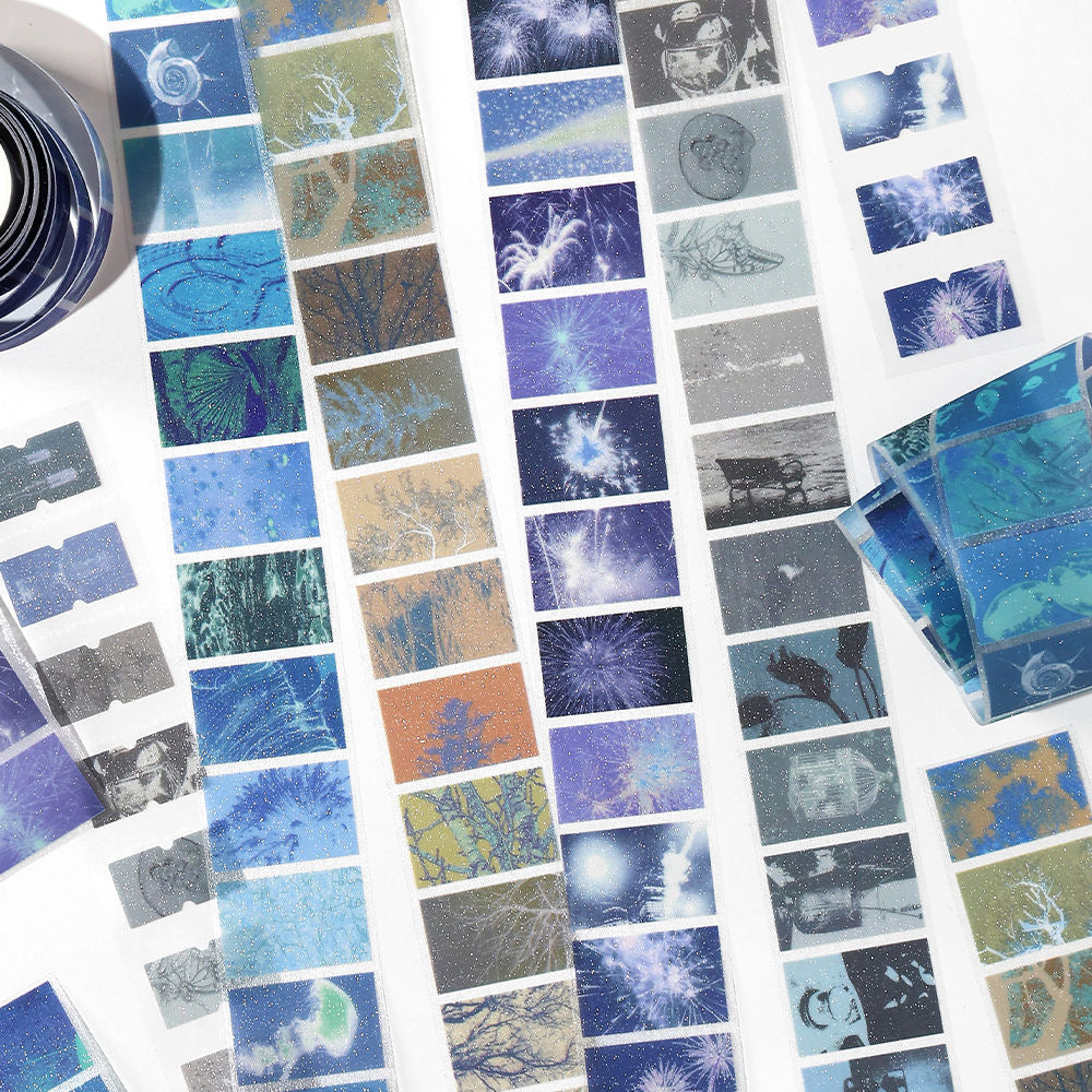 Ocean Fireworks Flash And PET Dream Core Landscape Sticker Roll