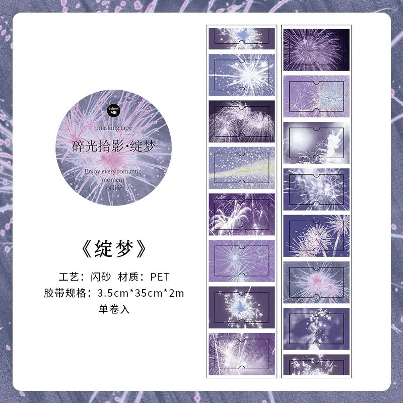 Ocean Fireworks Flash And PET Dream Core Landscape Sticker Roll