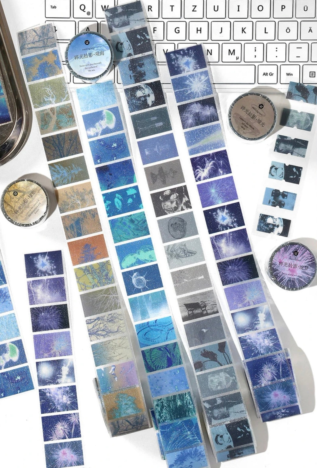 Ocean Fireworks Flash And PET Dream Core Landscape Sticker Roll