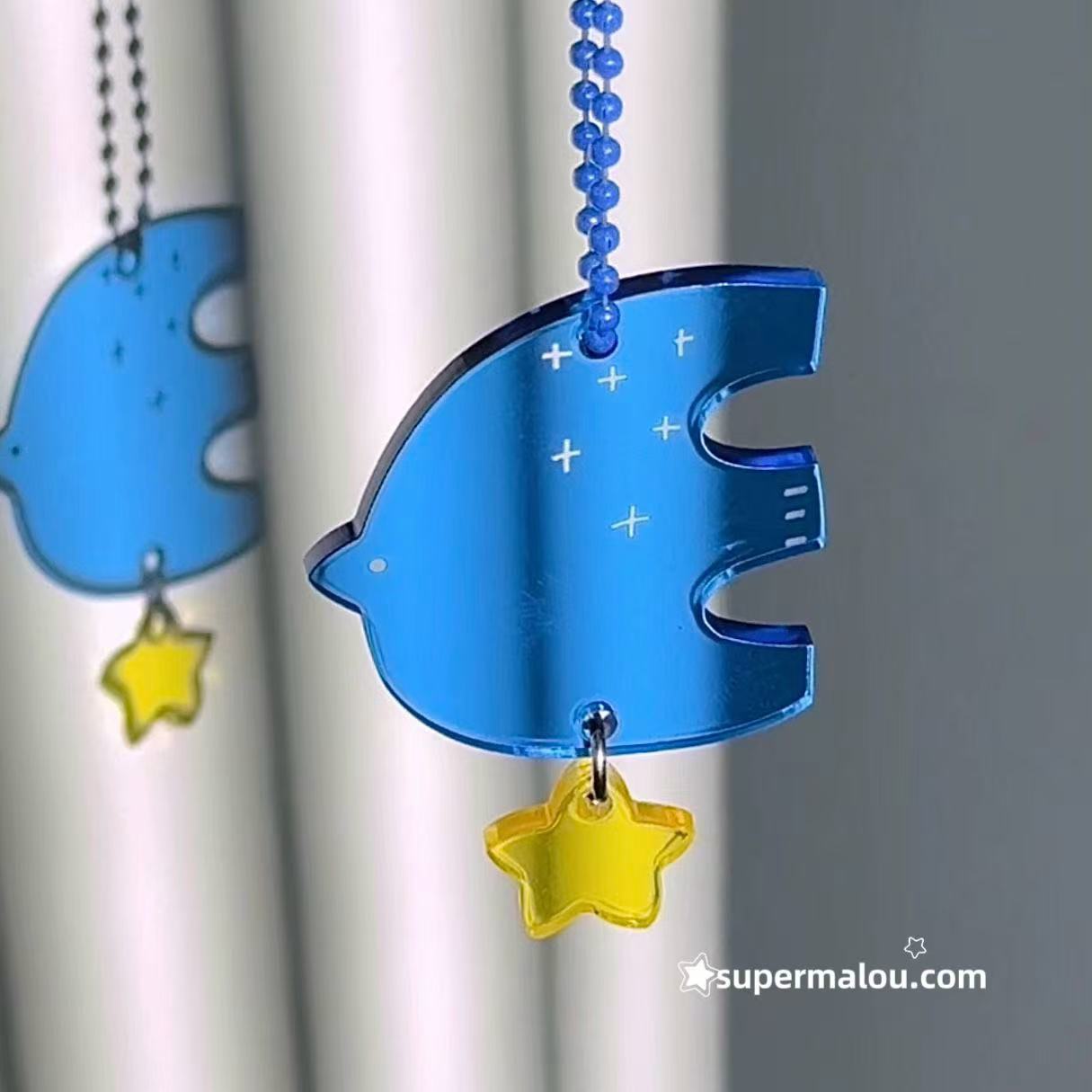 Flying Bird and Star Acrylic Pendant Keychain