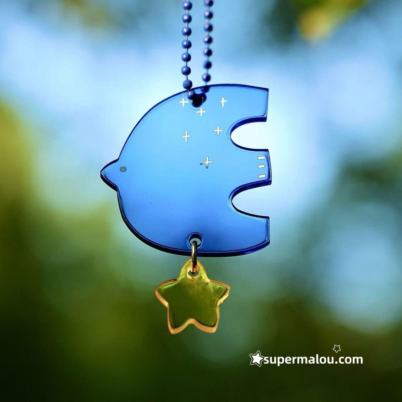 Flying Bird and Star Acrylic Pendant Keychain