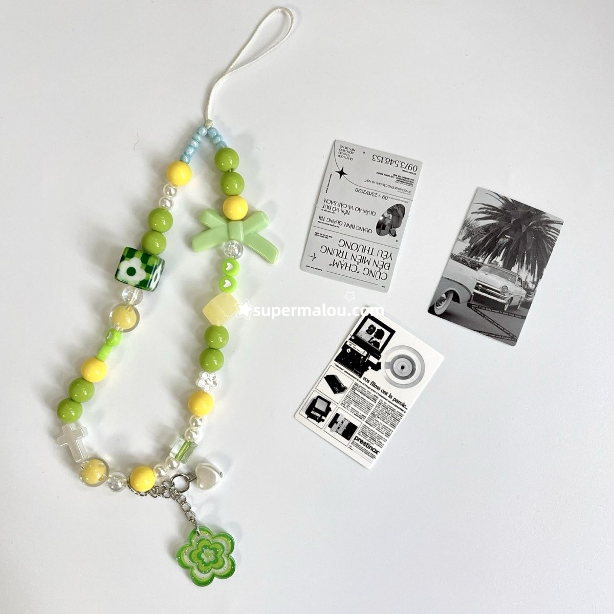 Green Yellow Flower Phone Chain