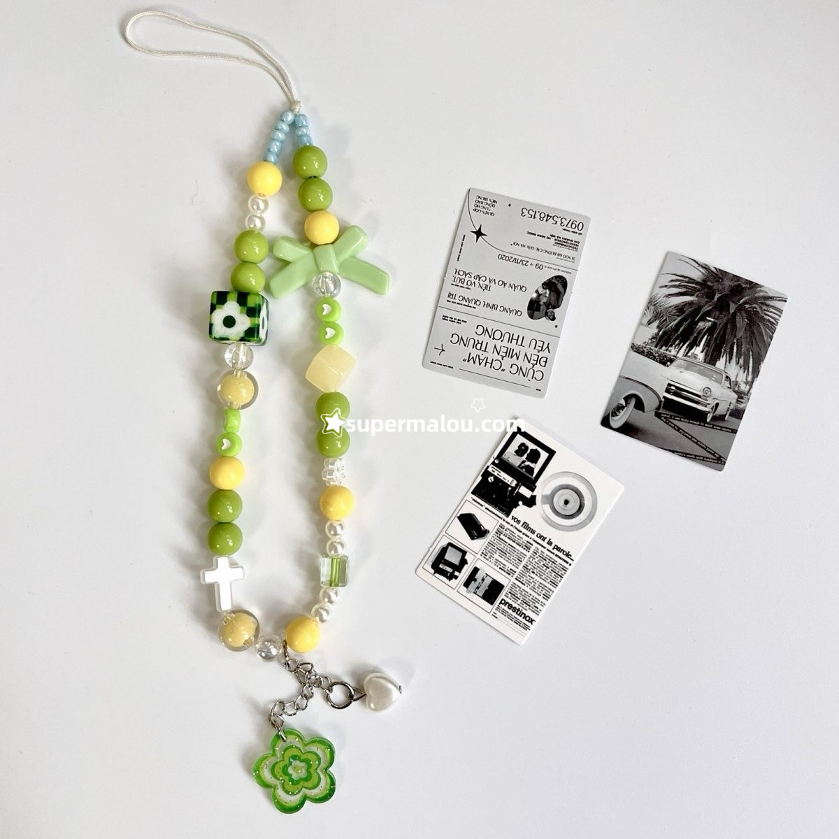 Green Yellow Flower Phone Chain