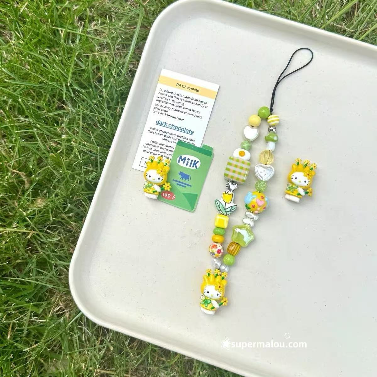 Hello Kitty Flower Fairy Beaded Phone Chain