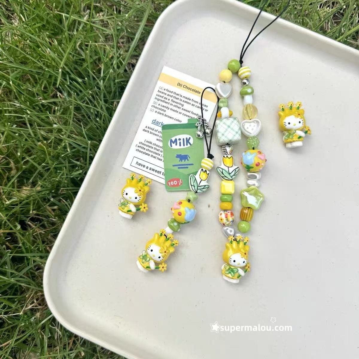 Hello Kitty Flower Fairy Beaded Phone Chain