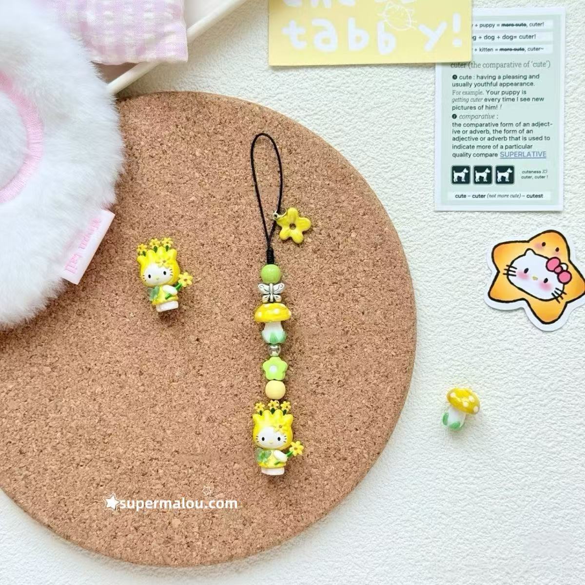 Hello Kitty Flower Fairy Beaded Phone Chain