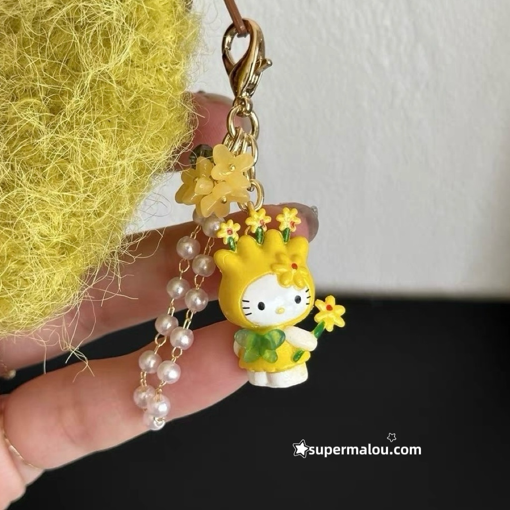Tiny Hello Kitty Flower Fairy Phone Chain (Including Spacer)