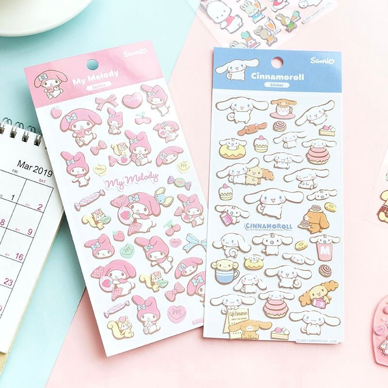 Japanese Cartoon Sticker Sanrio Kitty Kuromi Melody Cinnamoroll Pochacco Pompompurin Stickers