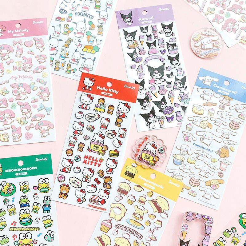Japanese Cartoon Sticker Sanrio Kitty Kuromi Melody Cinnamoroll Pochacco Pompompurin Stickers