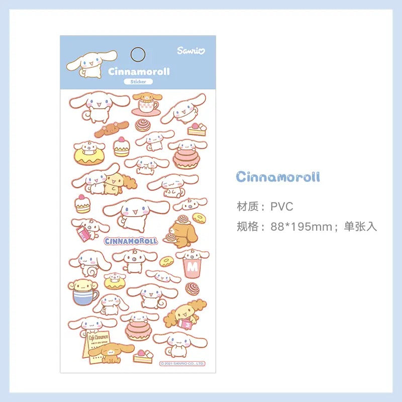 Japanese Cartoon Sticker Sanrio Kitty Kuromi Melody Cinnamoroll Pochacco Pompompurin Stickers