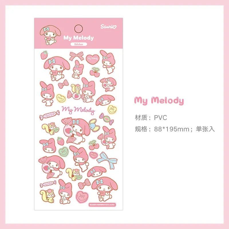 Japanese Cartoon Sticker Sanrio Kitty Kuromi Melody Cinnamoroll Pochacco Pompompurin Stickers
