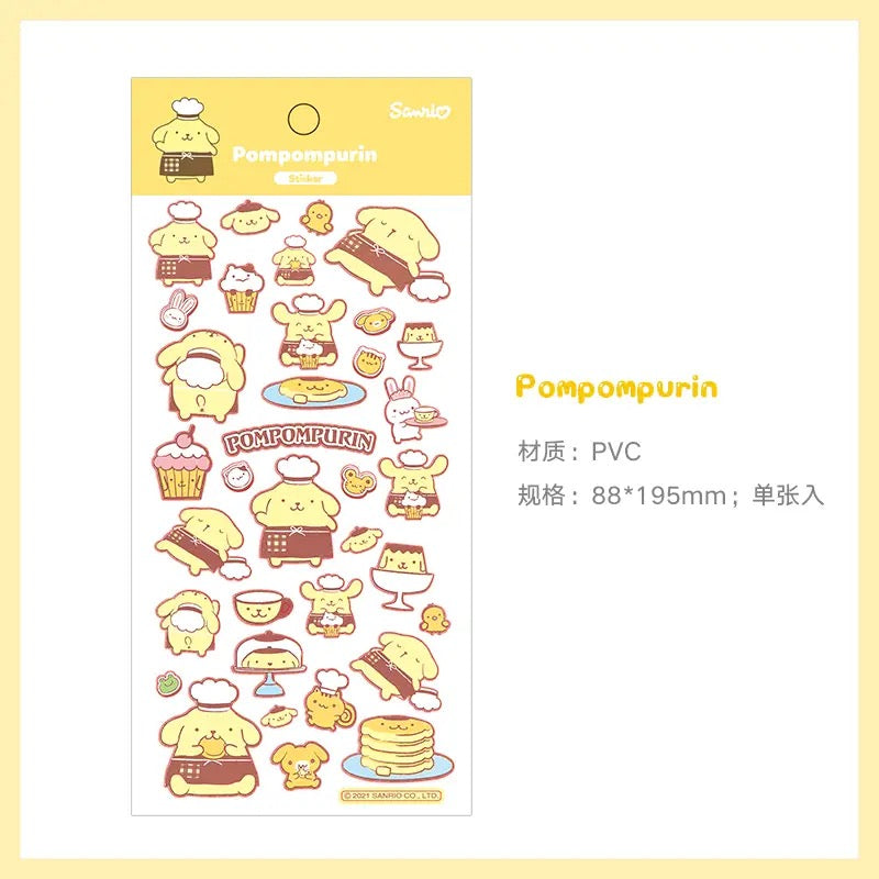 Japanese Cartoon Sticker Sanrio Kitty Kuromi Melody Cinnamoroll Pochacco Pompompurin Stickers