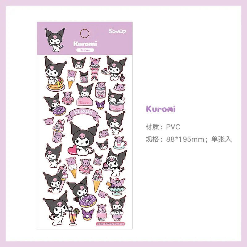 Japanese Cartoon Sticker Sanrio Kitty Kuromi Melody Cinnamoroll Pochacco Pompompurin Stickers
