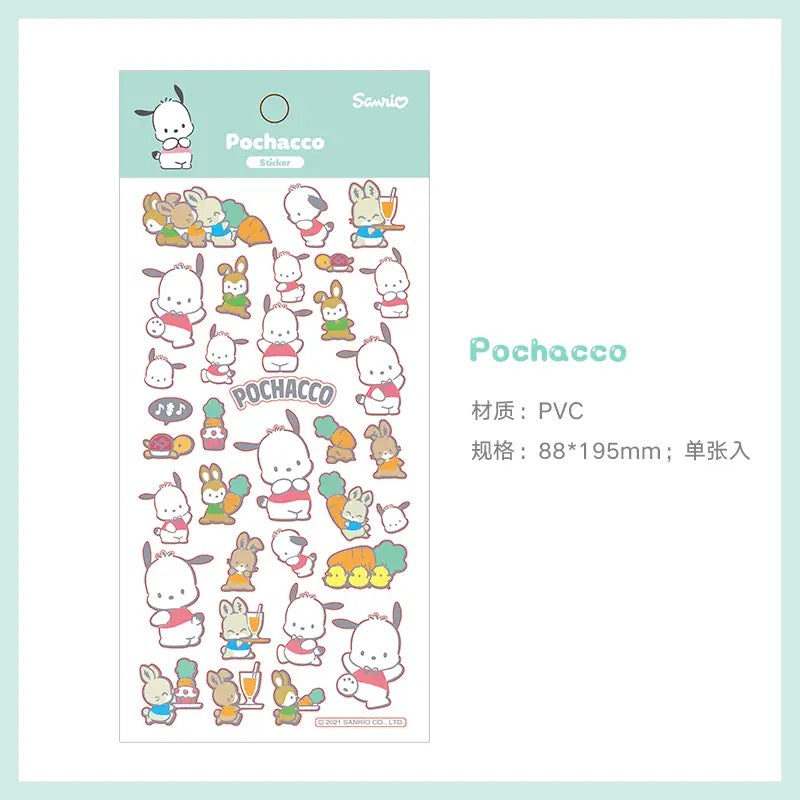 Japanese Cartoon Sticker Sanrio Kitty Kuromi Melody Cinnamoroll Pochacco Pompompurin Stickers
