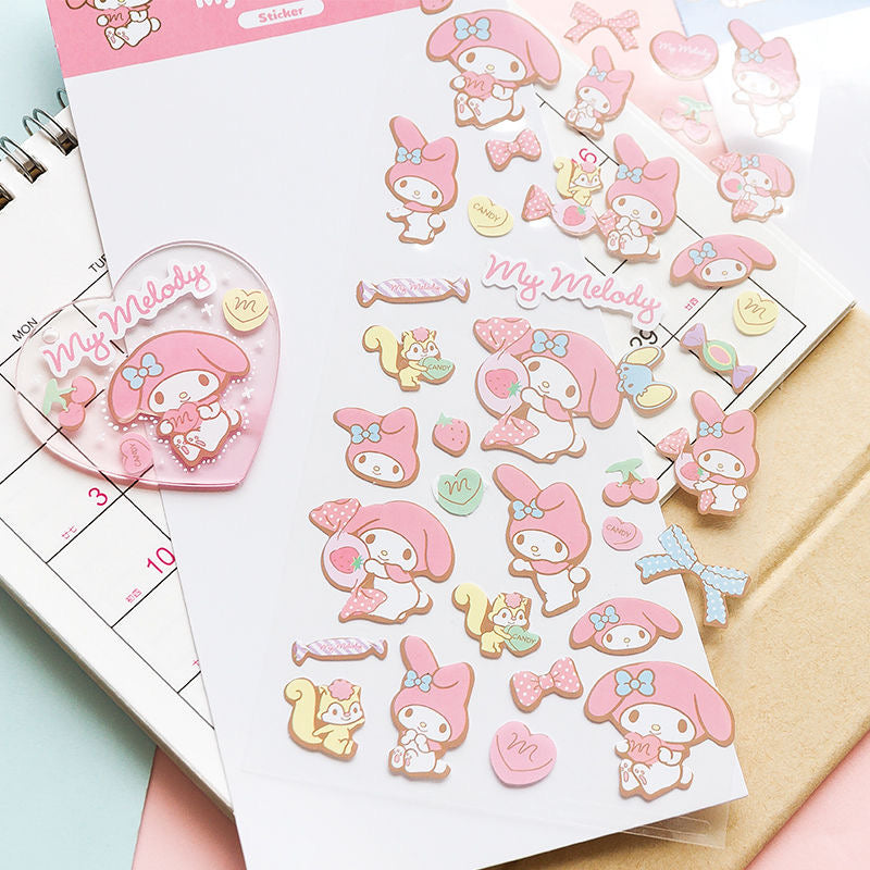 Japanese Cartoon Sticker Sanrio Kitty Kuromi Melody Cinnamoroll Pochacco Pompompurin Stickers