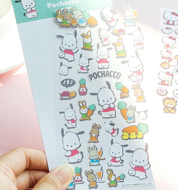 Japanese Cartoon Sticker Sanrio Kitty Kuromi Melody Cinnamoroll Pochacco Pompompurin Stickers