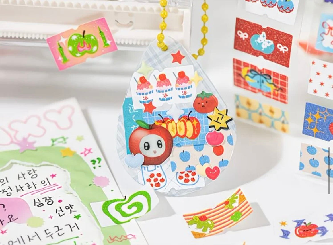 Japanese Retro Showa Apple Fantasy Label Series Sticker Roll