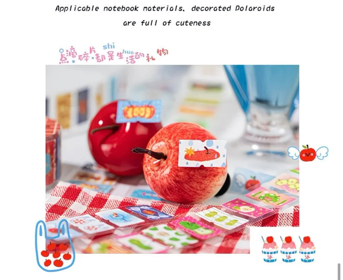 Japanese Retro Showa Apple Fantasy Label Series Sticker Roll