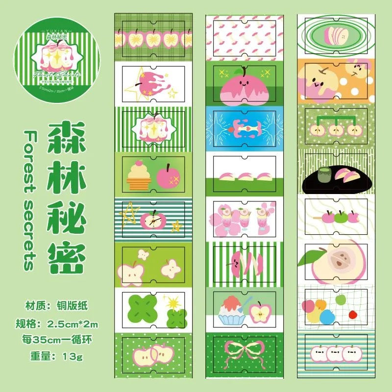 Japanese Retro Showa Apple Fantasy Label Series Sticker Roll
