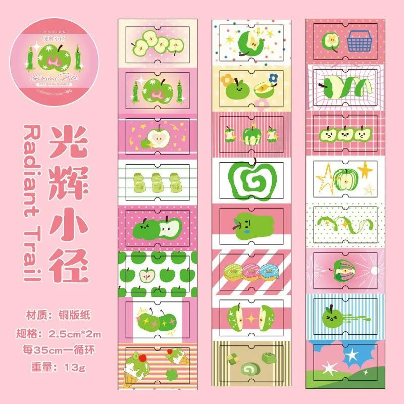 Japanese Retro Showa Apple Fantasy Label Series Sticker Roll