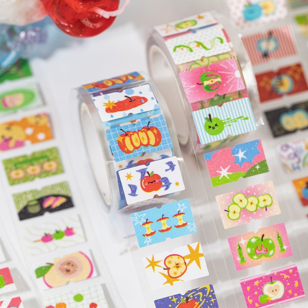 Japanese Retro Showa Apple Fantasy Label Series Sticker Roll