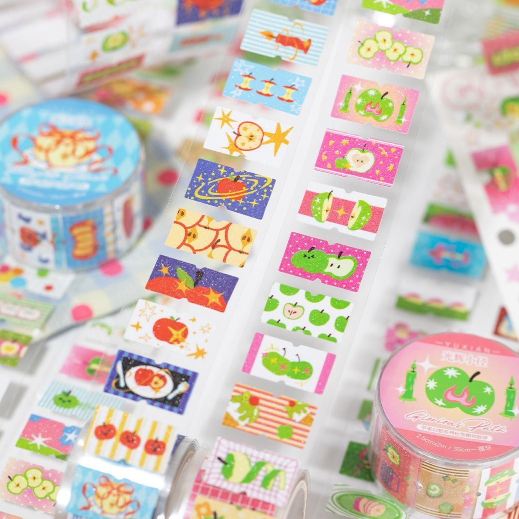 Japanese Retro Showa Apple Fantasy Label Series Sticker Roll