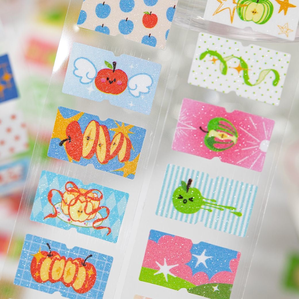 Japanese Retro Showa Apple Fantasy Label Series Sticker Roll