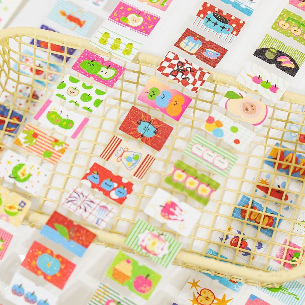 Japanese Retro Showa Apple Fantasy Label Series Sticker Roll
