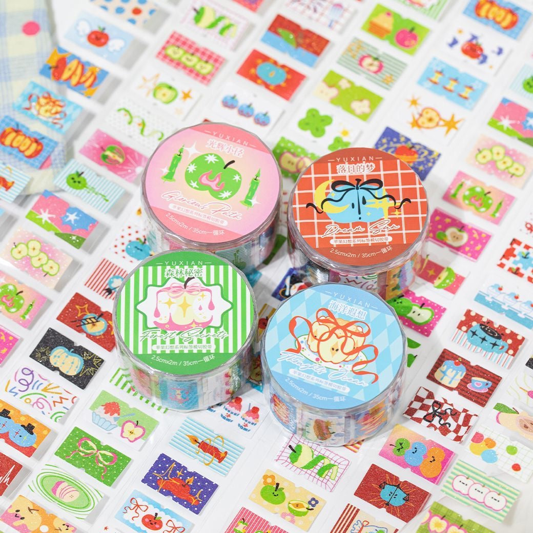 Japanese Retro Showa Apple Fantasy Label Series Sticker Roll