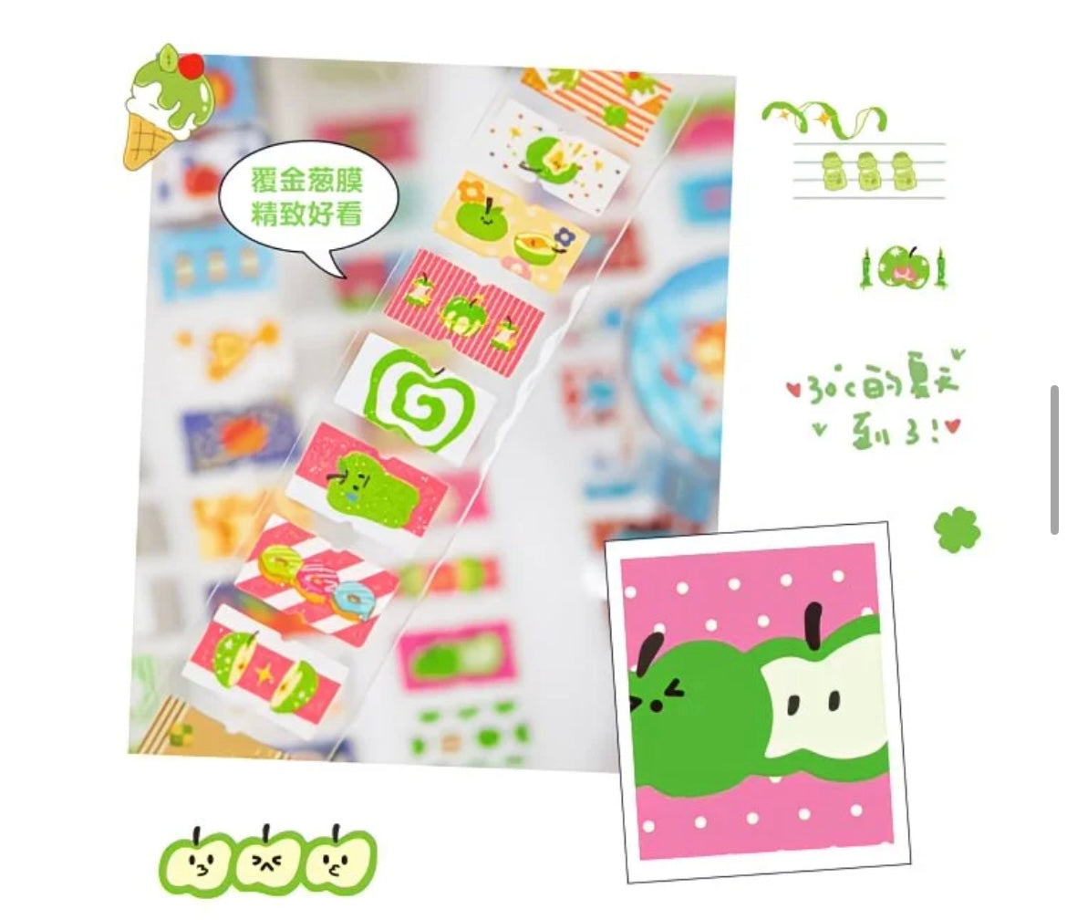 Japanese Retro Showa Apple Fantasy Label Series Sticker Roll