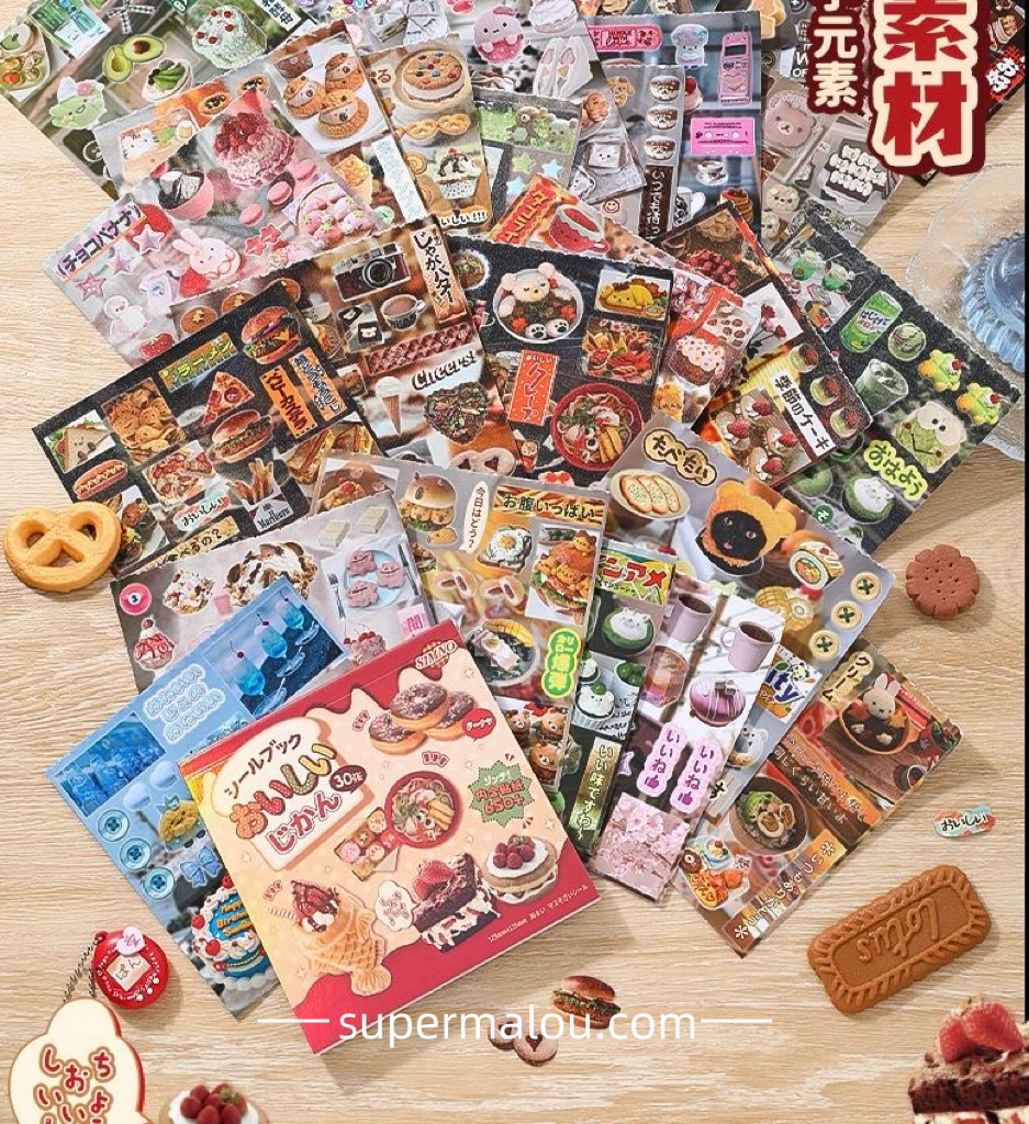 650pcs Retro Foods Sticker Book