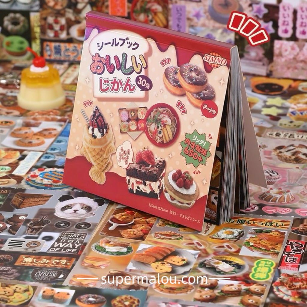 650pcs Retro Foods Sticker Book