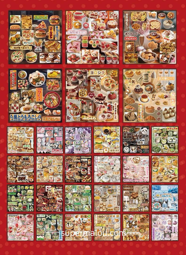 650pcs Retro Foods Sticker Book
