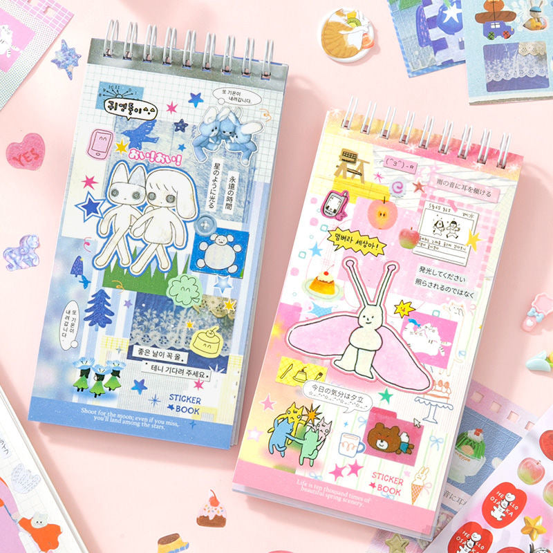 20Pages Coil Cute Scene Cartoon Korean Girl Scrapbook Decorative Material Sticker Book