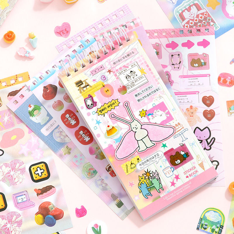 20Pages Coil Cute Scene Cartoon Korean Girl Scrapbook Decorative Material Sticker Book