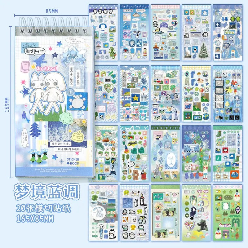 20Pages Coil Cute Scene Cartoon Korean Girl Scrapbook Decorative Material Sticker Book