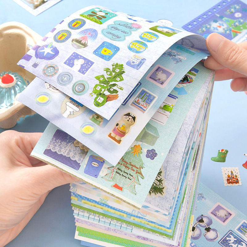 20Pages Coil Cute Scene Cartoon Korean Girl Scrapbook Decorative Material Sticker Book