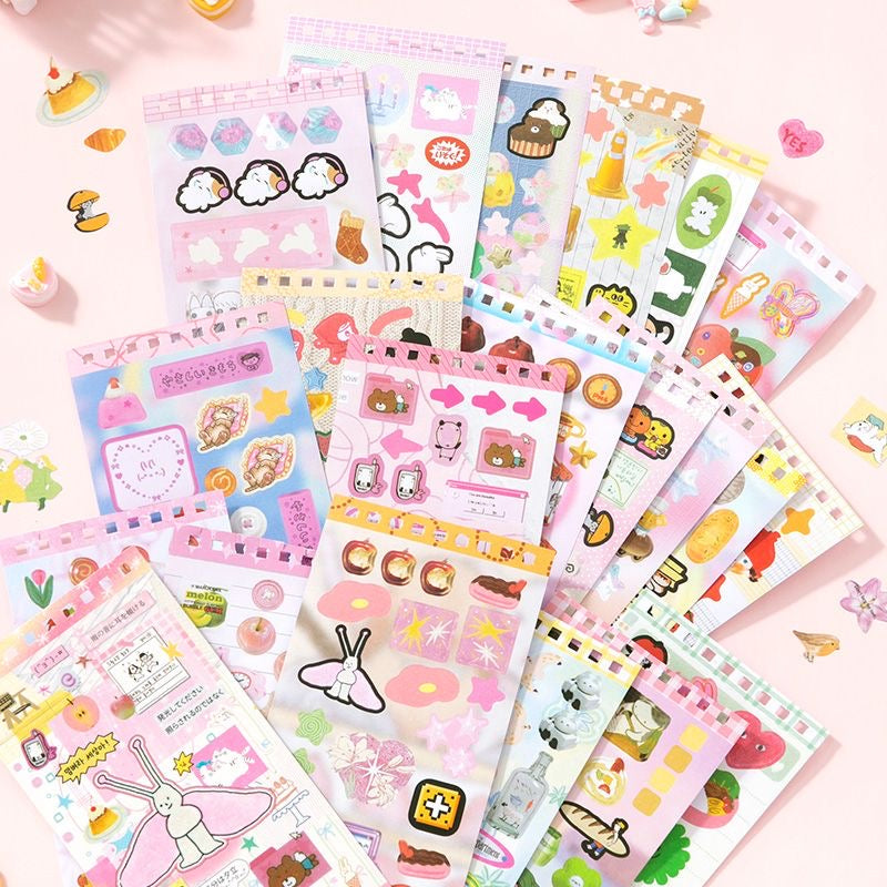 20Pages Coil Cute Scene Cartoon Korean Girl Scrapbook Decorative Material Sticker Book