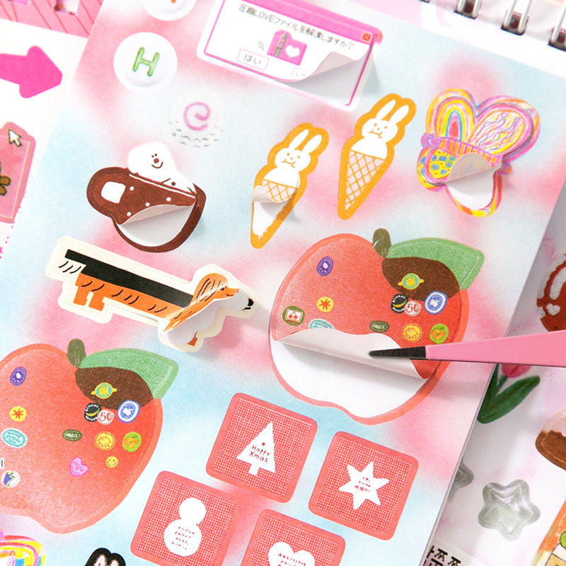 20Pages Coil Cute Scene Cartoon Korean Girl Scrapbook Decorative Material Sticker Book