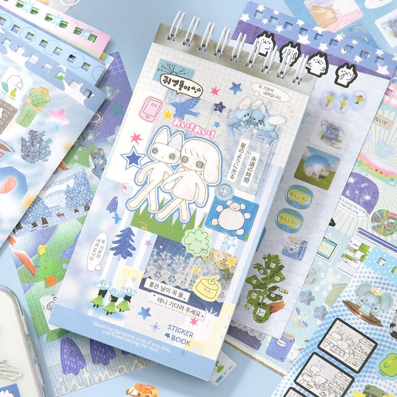 20Pages Coil Cute Scene Cartoon Korean Girl Scrapbook Decorative Material Sticker Book