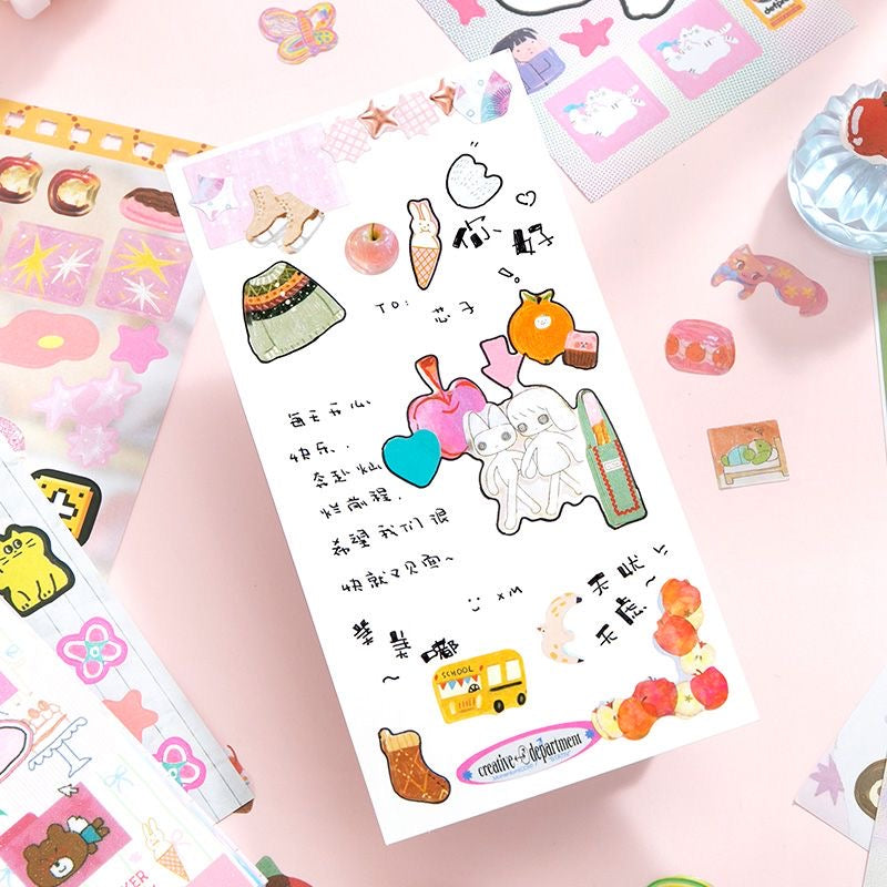 20Pages Coil Cute Scene Cartoon Korean Girl Scrapbook Decorative Material Sticker Book