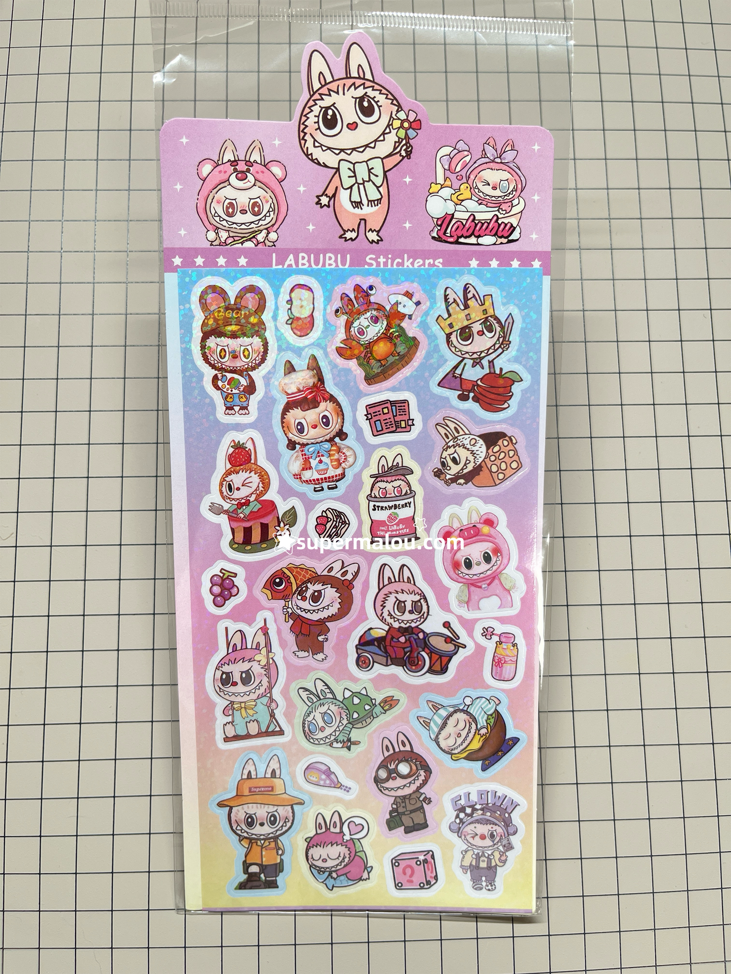 5 Sheets Labubu Laser Film Random Stickers