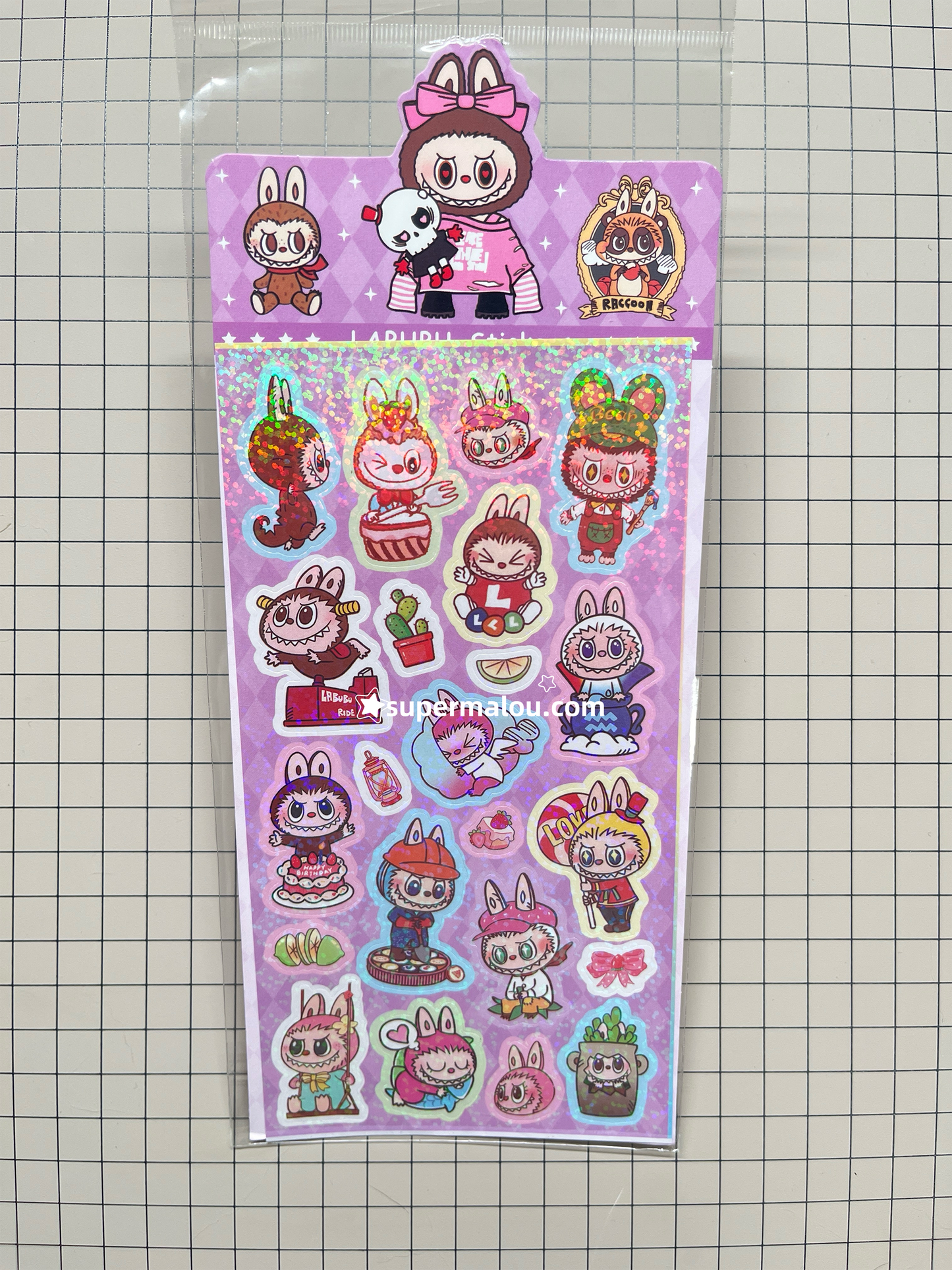 5 Sheets Labubu Laser Film Random Stickers