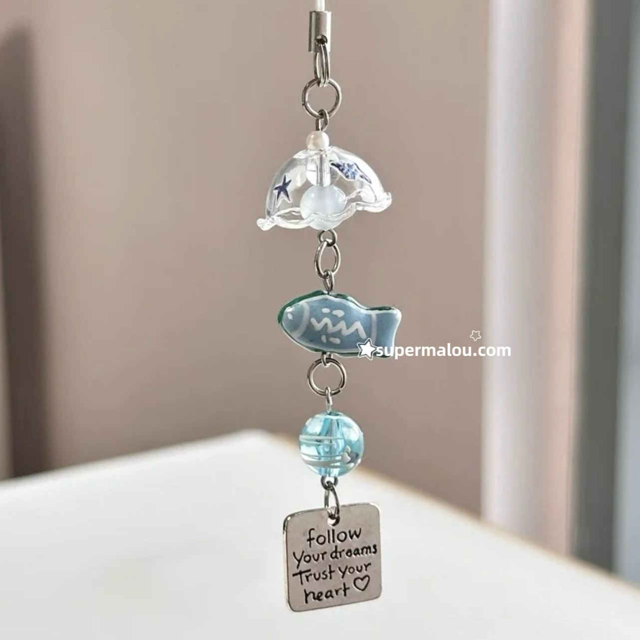 Little Blue Fish Wind Chimes Phone Chain
