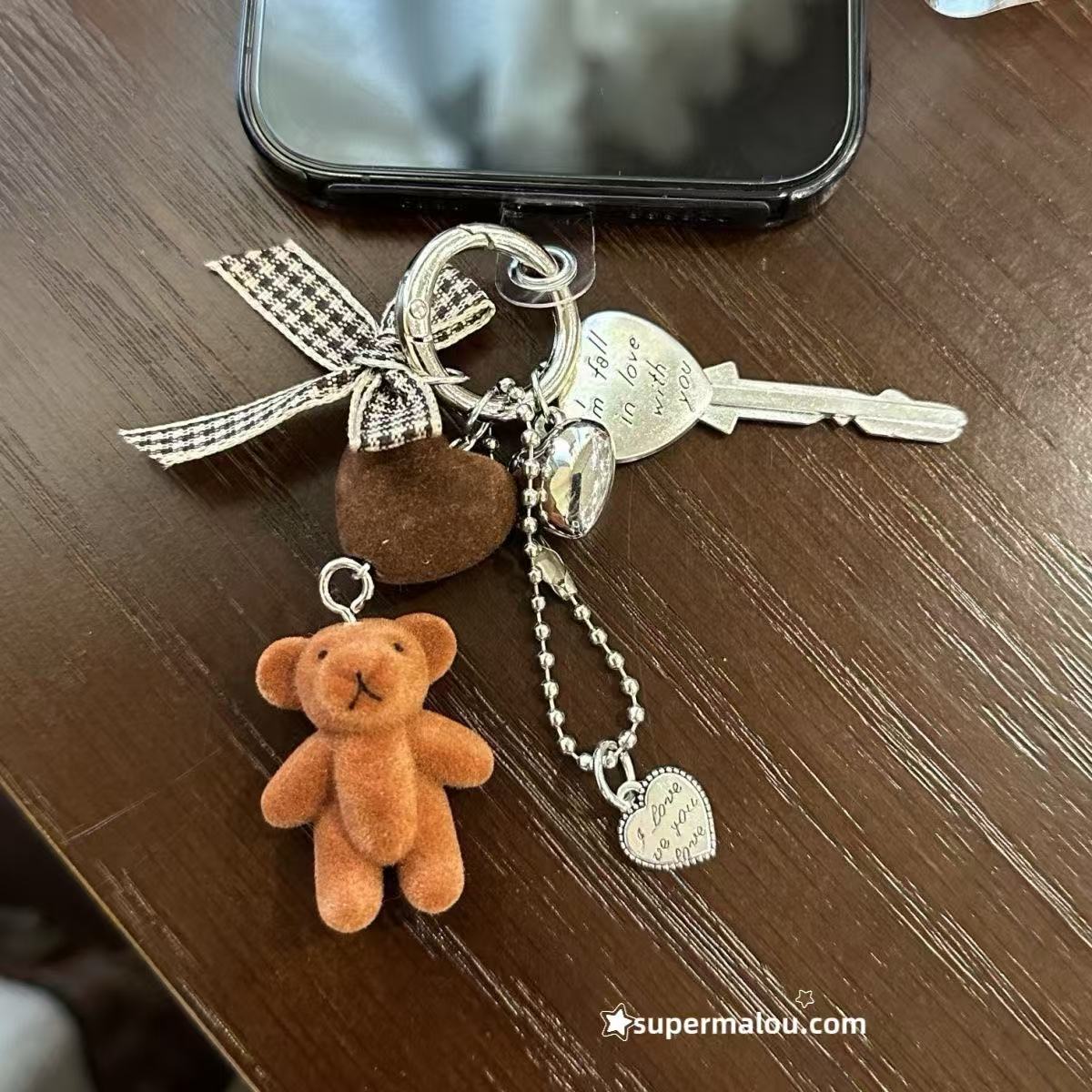 Maillard Brown Bear Phone Chain Keychain