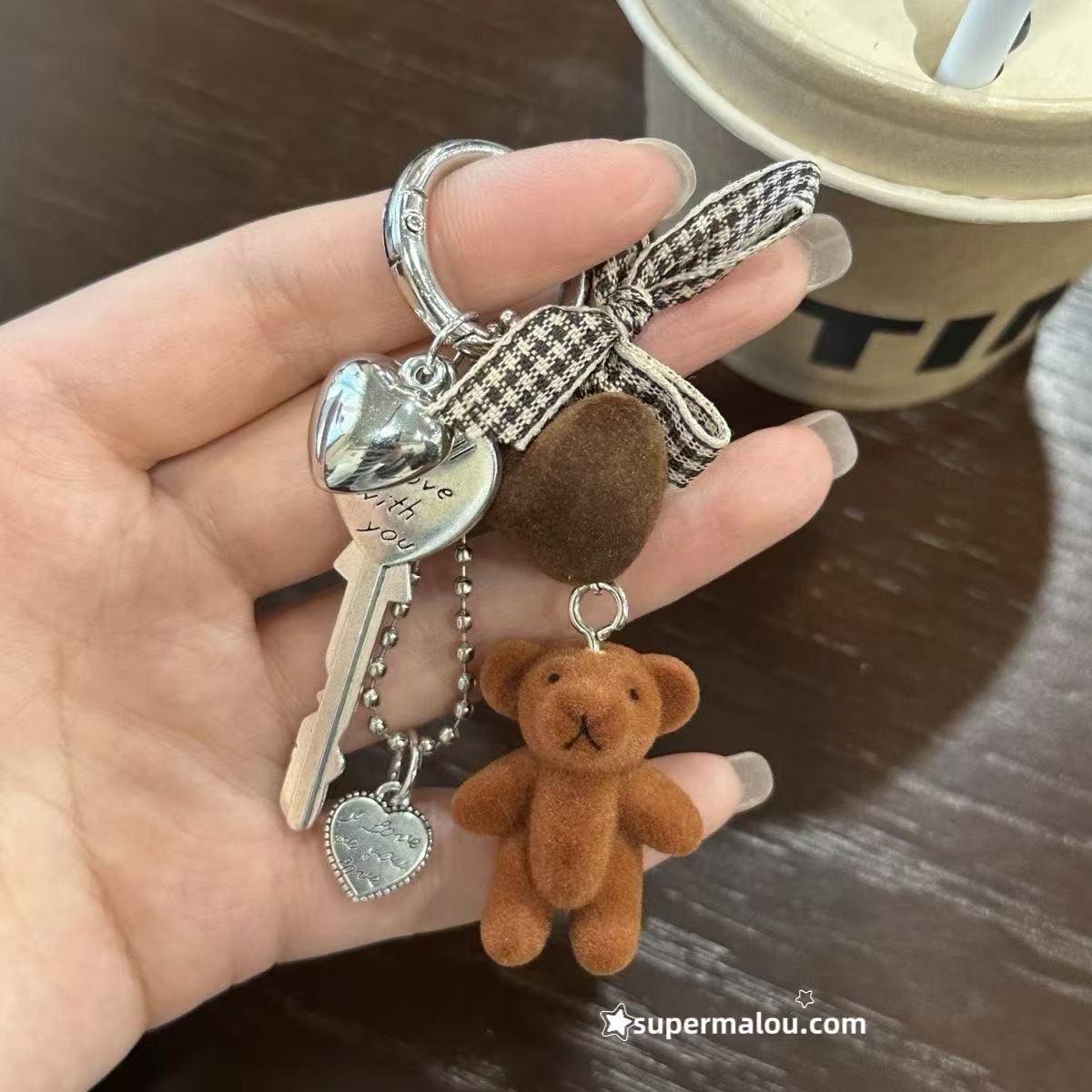 Maillard Brown Bear Phone Chain Keychain