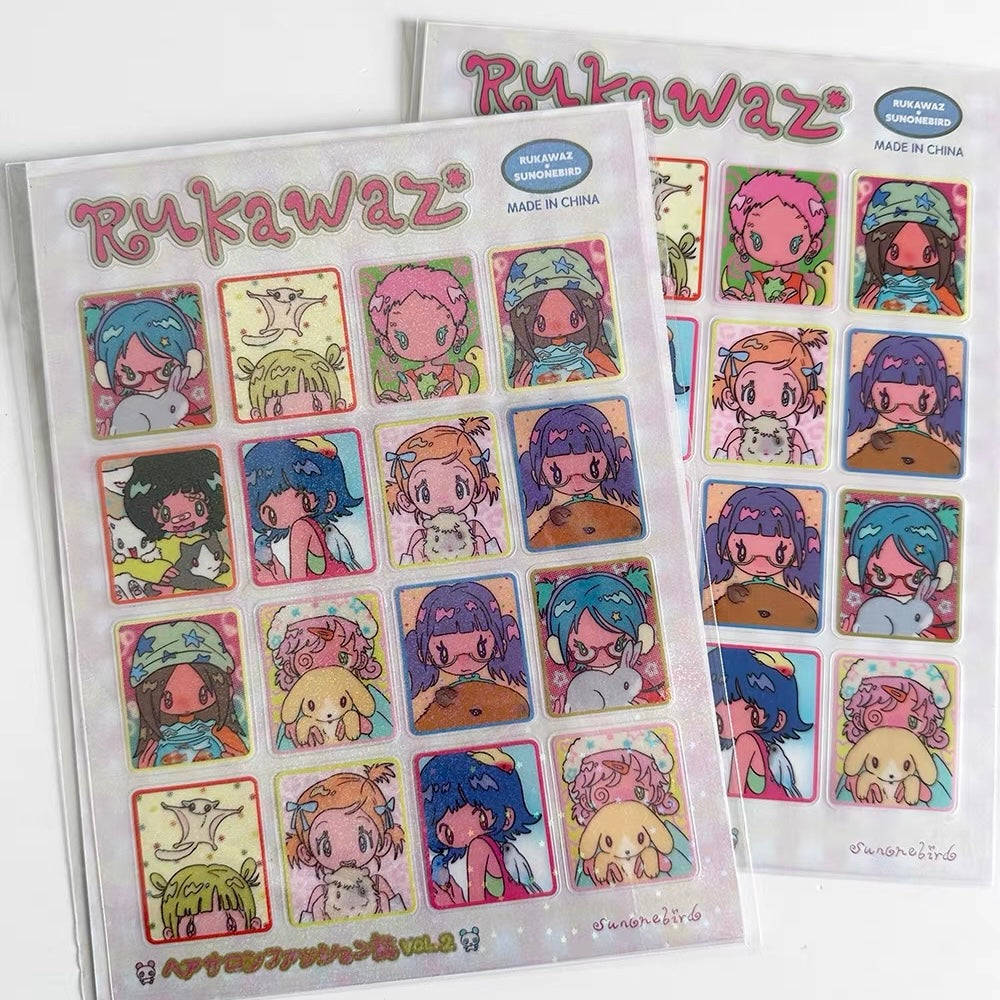 Matte Cute Cool Girl Block Sticker Sheet